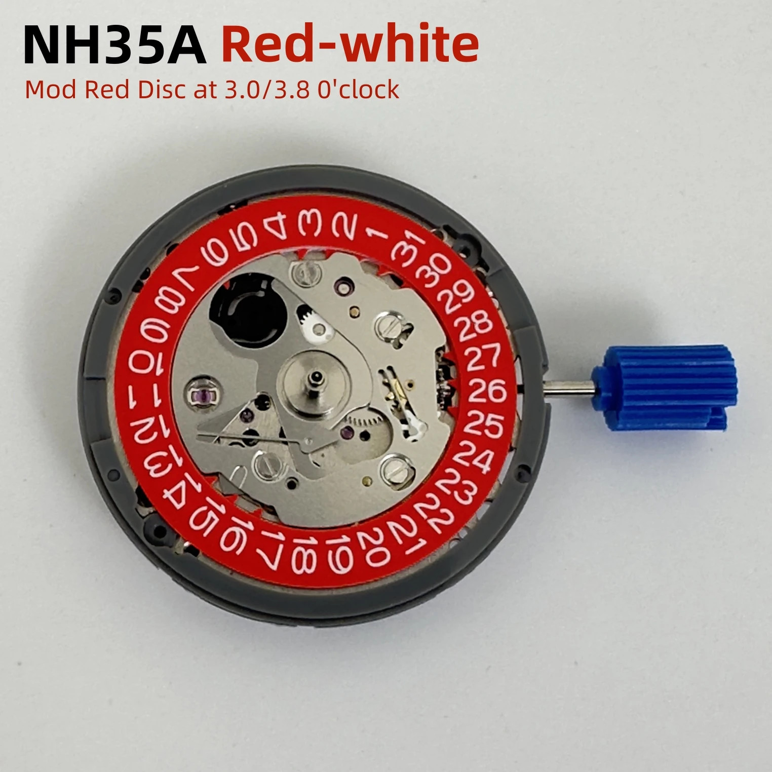 Genuine NH35 Mechanical Movement Modified Red Datewheel 3.0/3.8 Crown Modilver