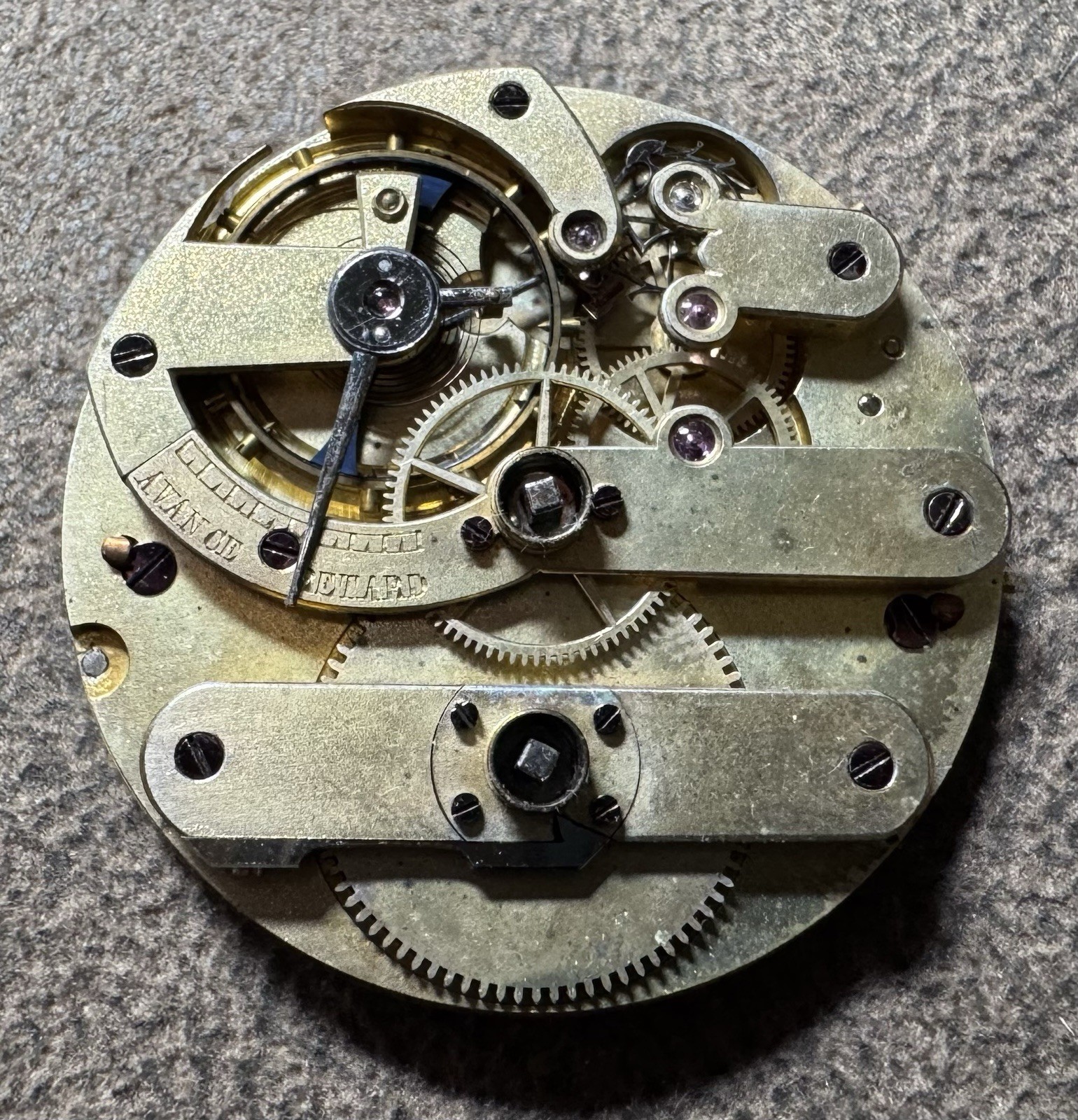 ANTIQUE 10J KW KS 33MM POCKET WATCH MOVEMENT & DIAL