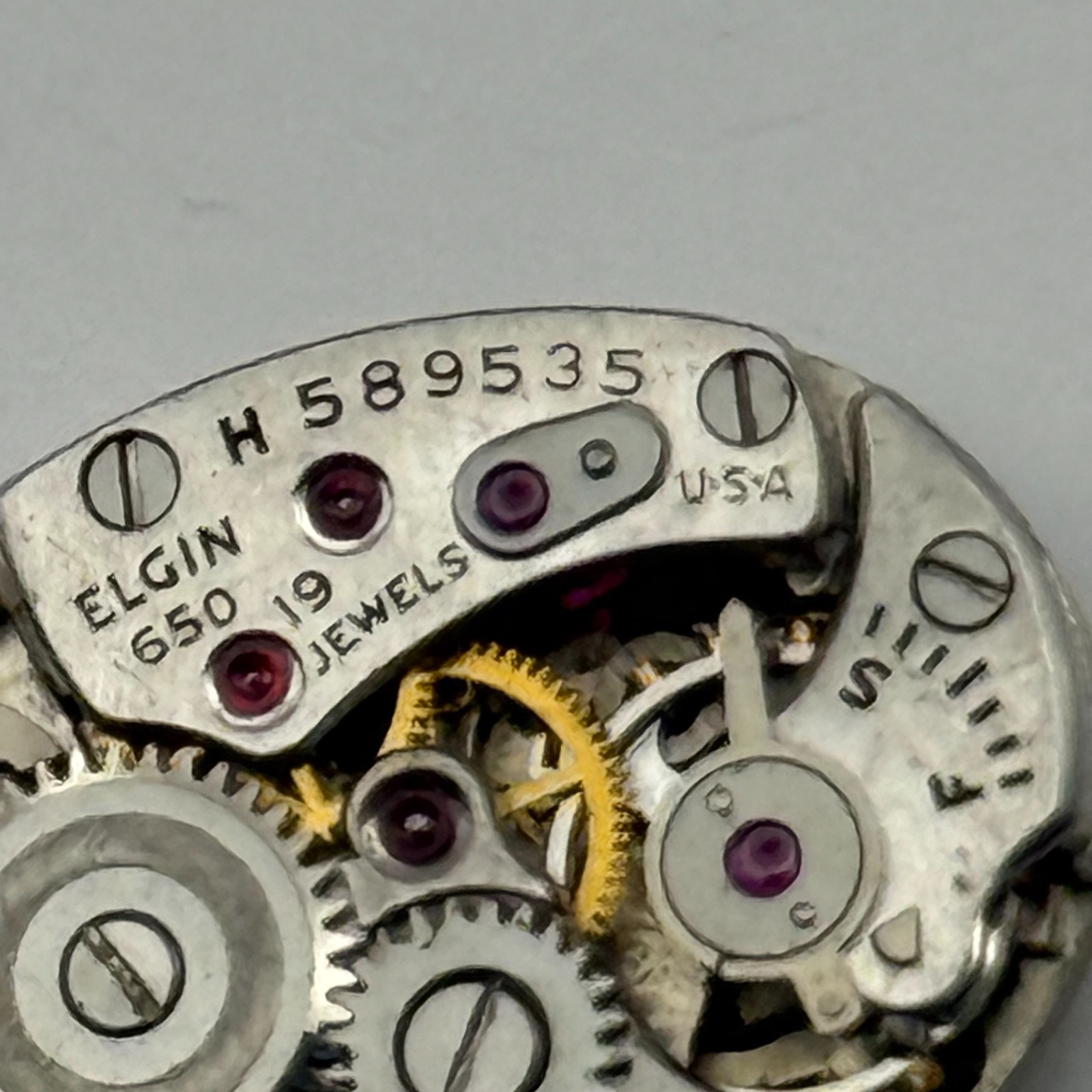 Lady Elgin 650 Watch Movement 19 Jewels U.S.A. Manual Wind Parts Repair 12.7mm