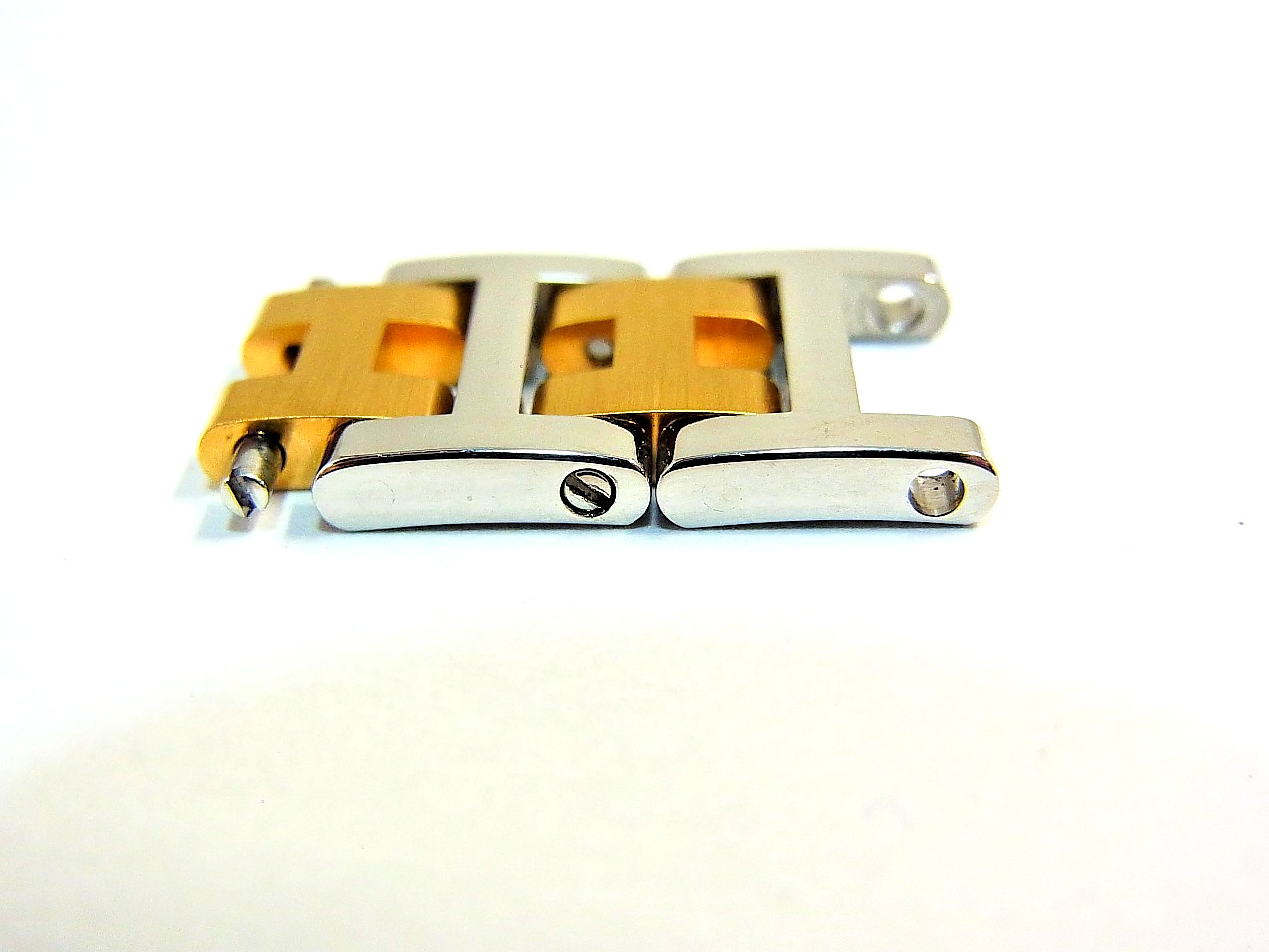 HERMES Clipper Watch 12mm Side Polish Genuine Link Band Bracelet 2pcs Set EX (c