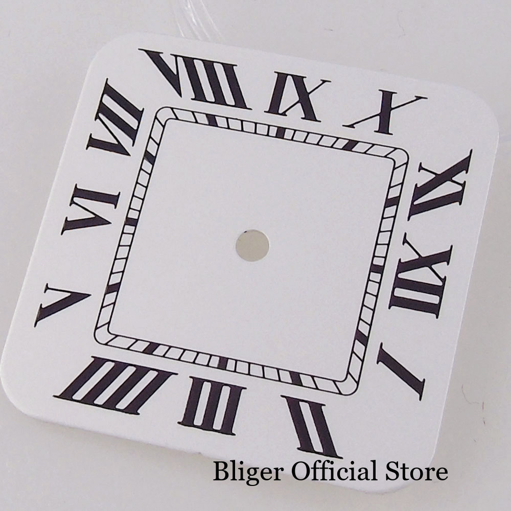 Square 27mm Sterile Watch Dial White Blue Black fit NH35 NH38 NH36 Roman Numeral