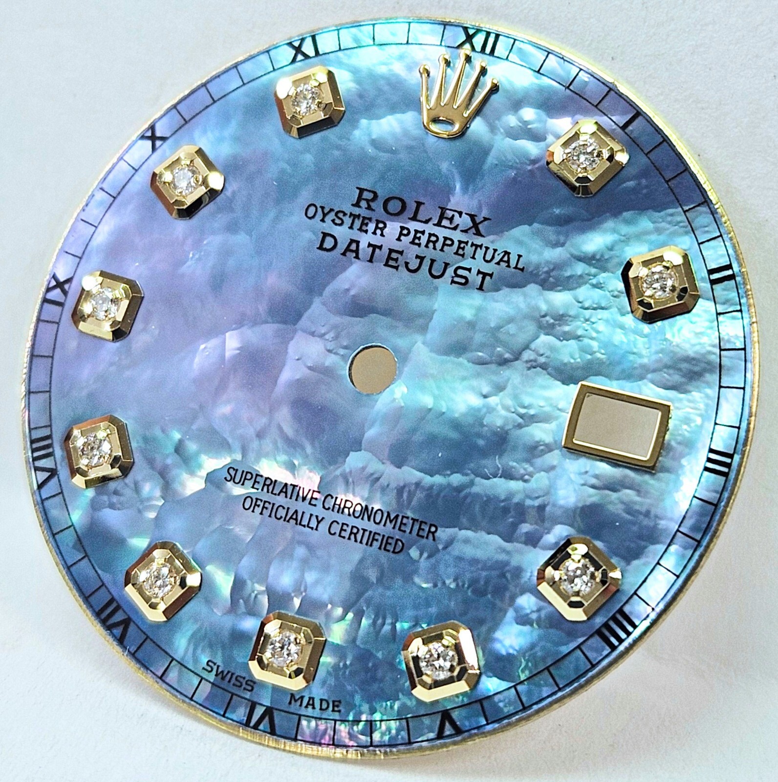 Rolex Datejust 36 Custom Blue Tahitian MOP Diamond Dial for Ref. 1601 16014