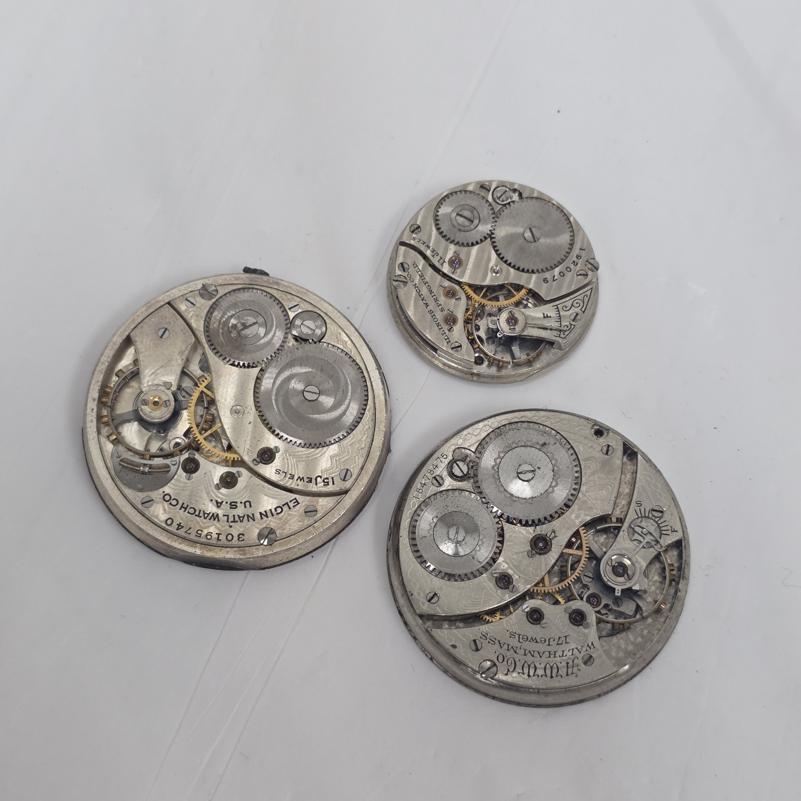 Pocket Watch Variety Movement Mechanical Watch Lot AS-IS Waltham Elgin Illinois