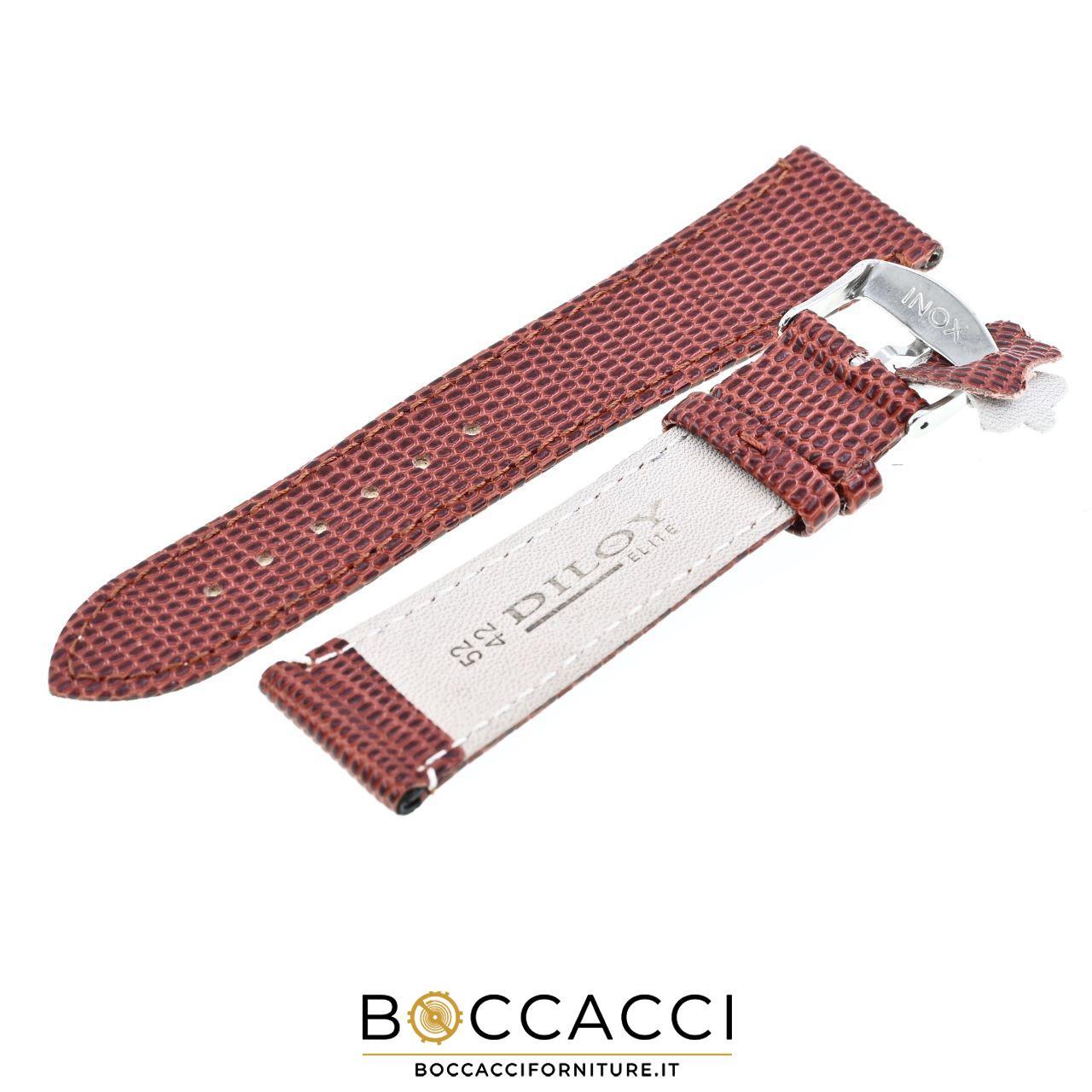 DILOY 14mm Medium Brown Lizard Print Leather Strap Unpadded (N…