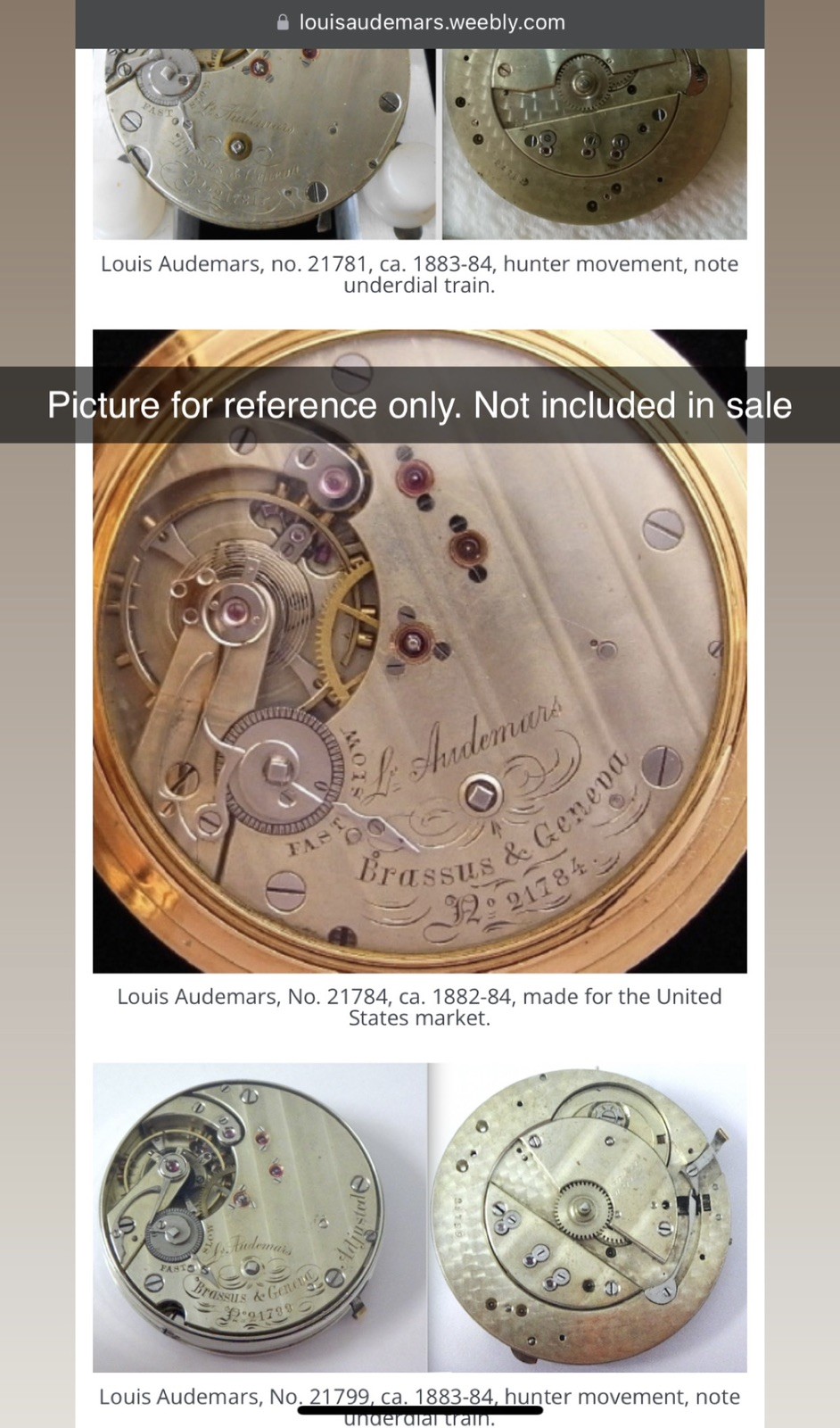Running 1883 Private Label Louis Audemars & Cie 16s Hunter Pocket Watch Movement