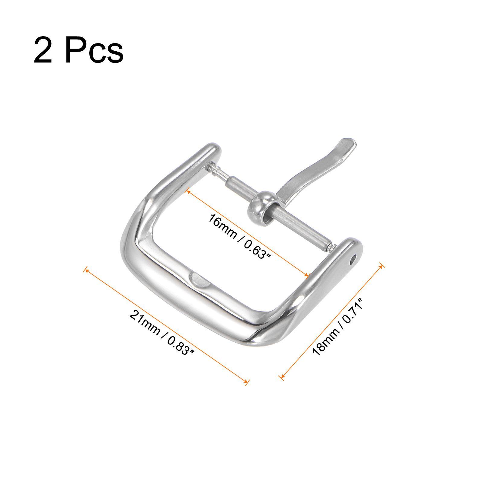 Buckle strap watch, 316 polished steel, silver for 16mm 2pcs