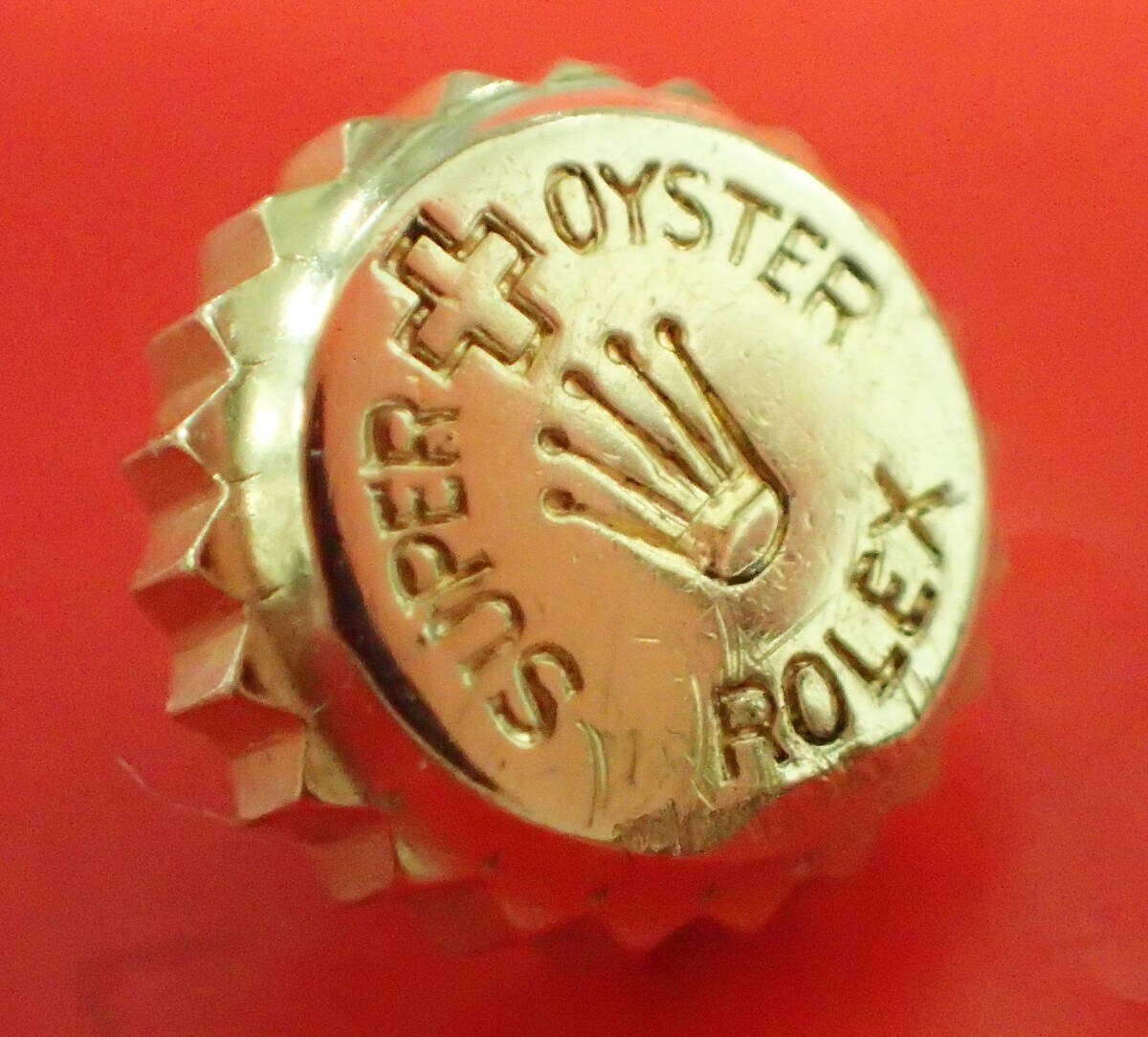 Used ROLEX Super Oyster Crown 6mm Gold Genuine for Bubble Back/Royal