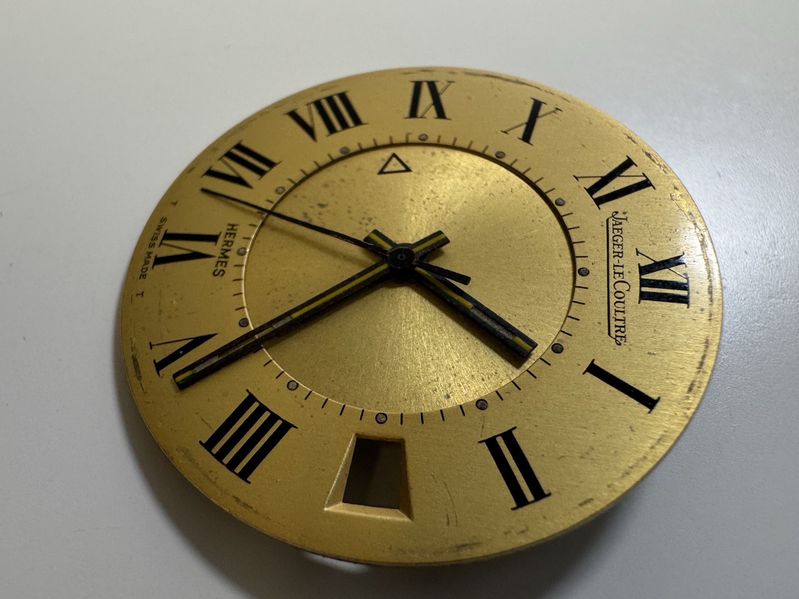 jaeger lecoultre x hermes swiss made alarm dial roman numerals rare collectible