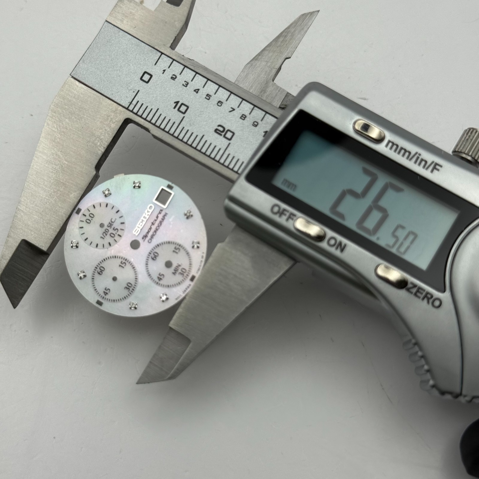 Seiko 7792-0JT6 Watch Dial Sportura Chronograph MOP Spare Parts Repair 26.5mm