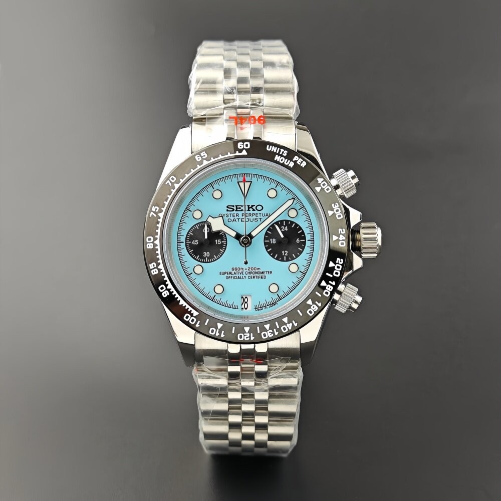 39mm Stainless steel Watch Case Set Sapphire Glass For VK64 Movement 29.5mm Dial