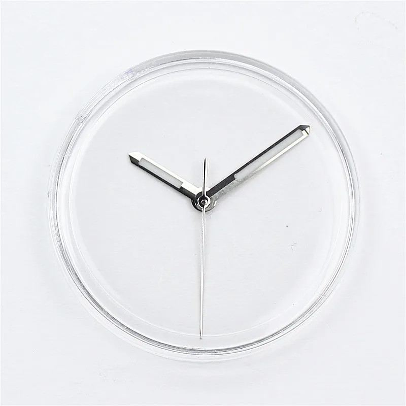 Polished Silver Watch Hands Green Blue Lume Fit for NH34 NH35 NH36 Mod
