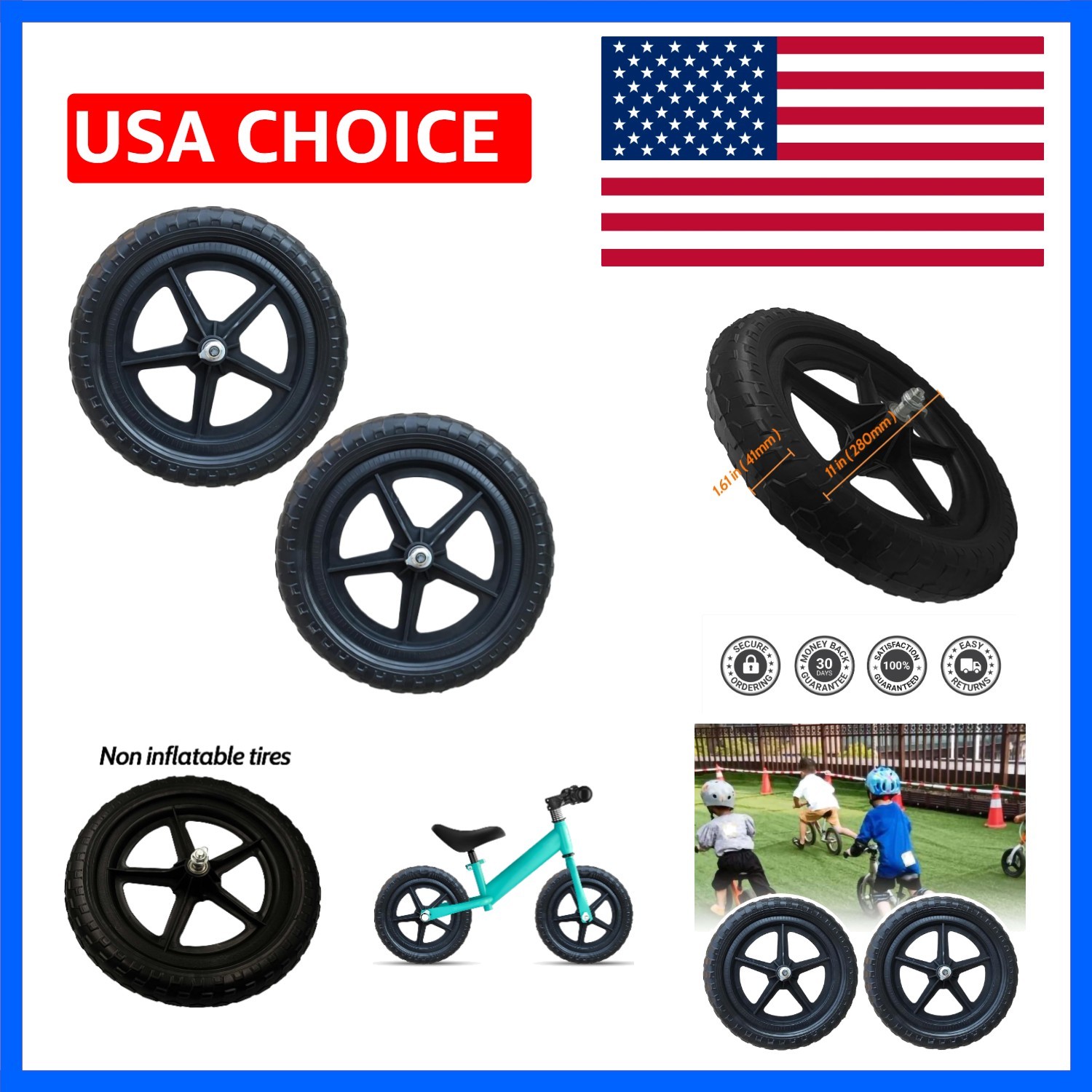 1 Pair 11 inch Balance Bike Replacement Wheel 11 Inch Non Inflatable EVA Foam…