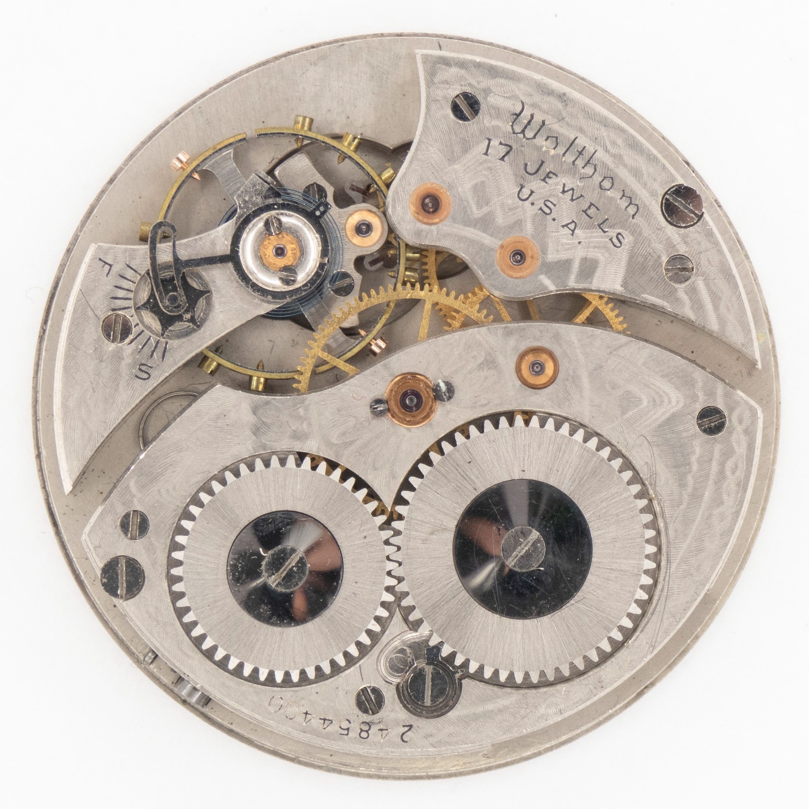 Waltham Grade No. 225 12-Size 17-Jewel Antique Pocket Watch Movement, Keeps Time