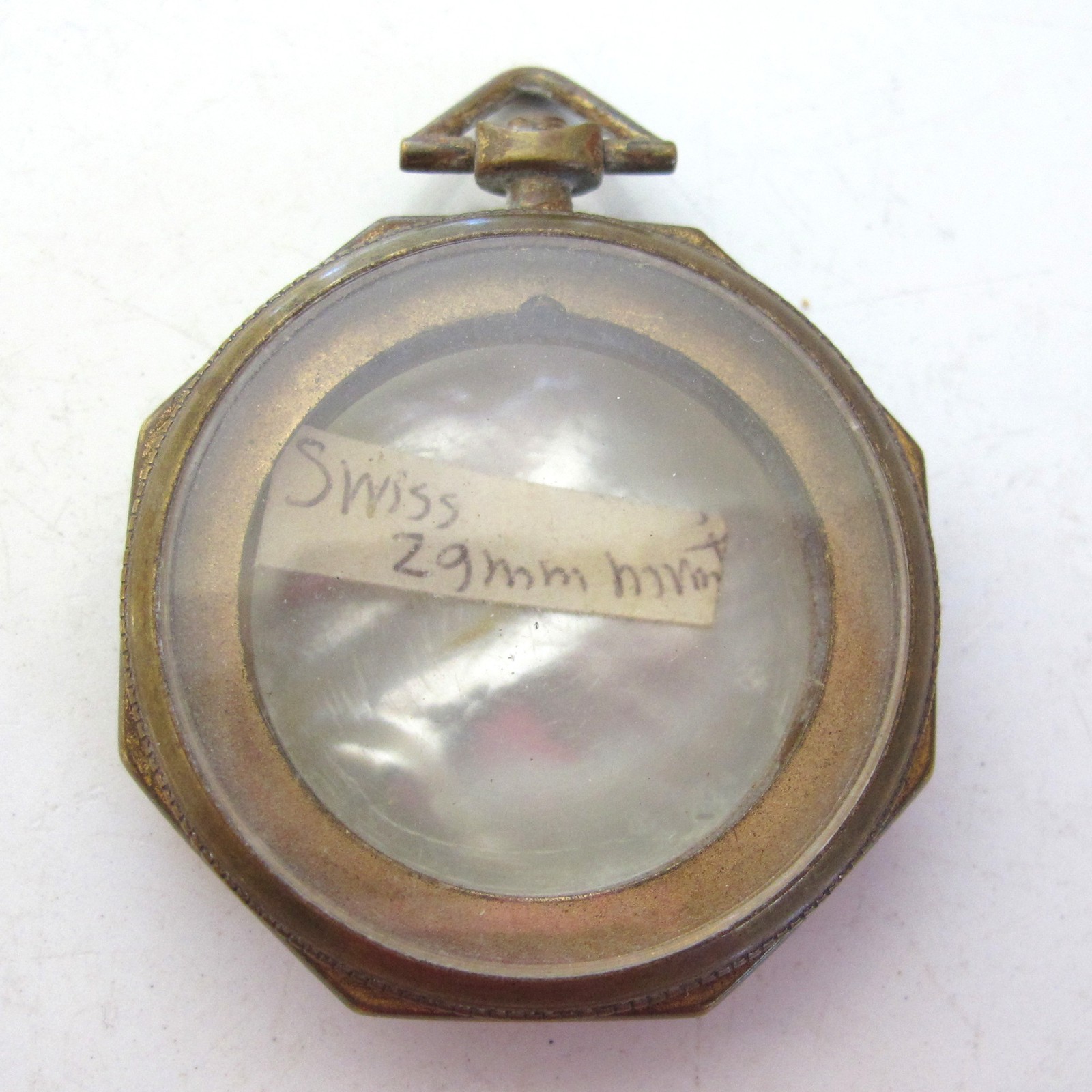 Antique OCTAGONAL Open Face Pocket Watch Case with MOTHER OF PEARL Back – 29 mm