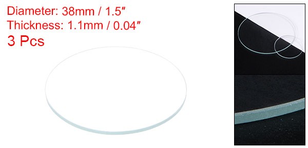 3pcs Watch Glass Crystal Lens, 38mm Dia. 1.1mm Thick Double Dome Watch Glass