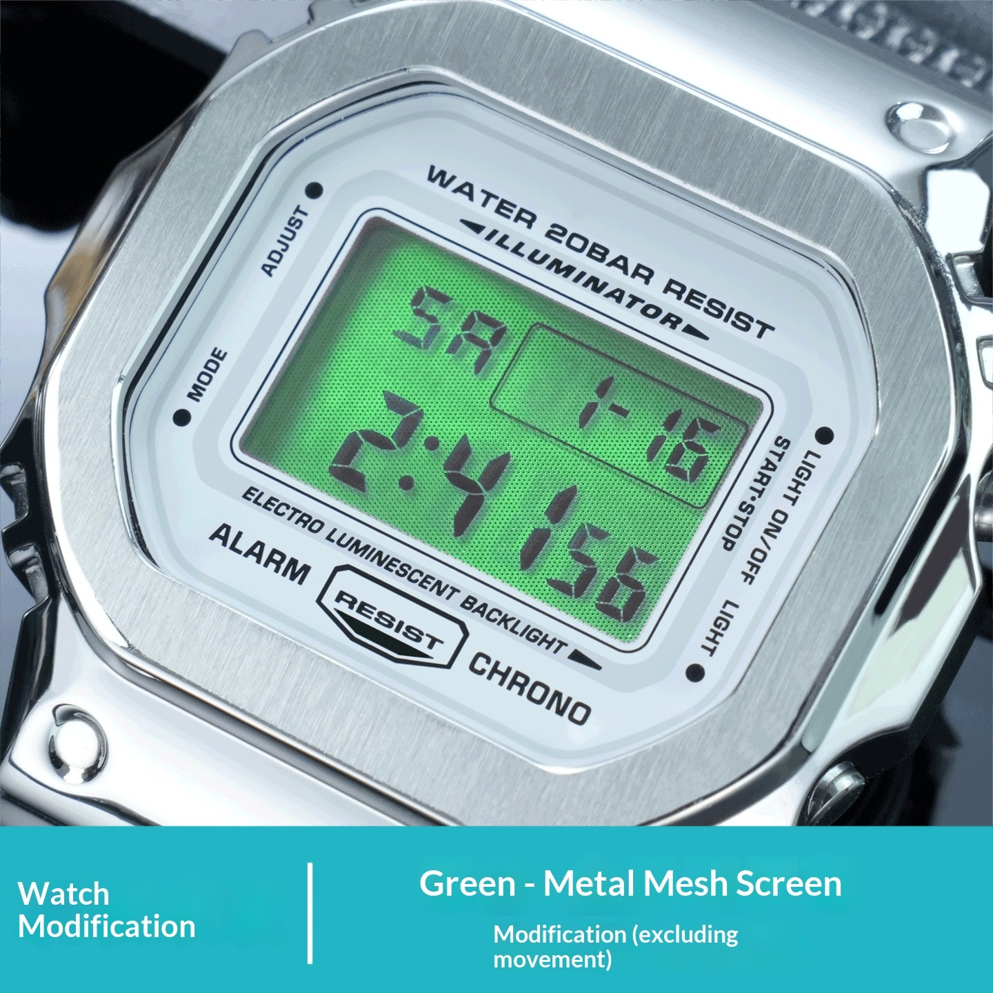For CASIO GW-M5610 GMW-B5000 DW5600 Modified Dial Color DIY Replace Metal Mesh
