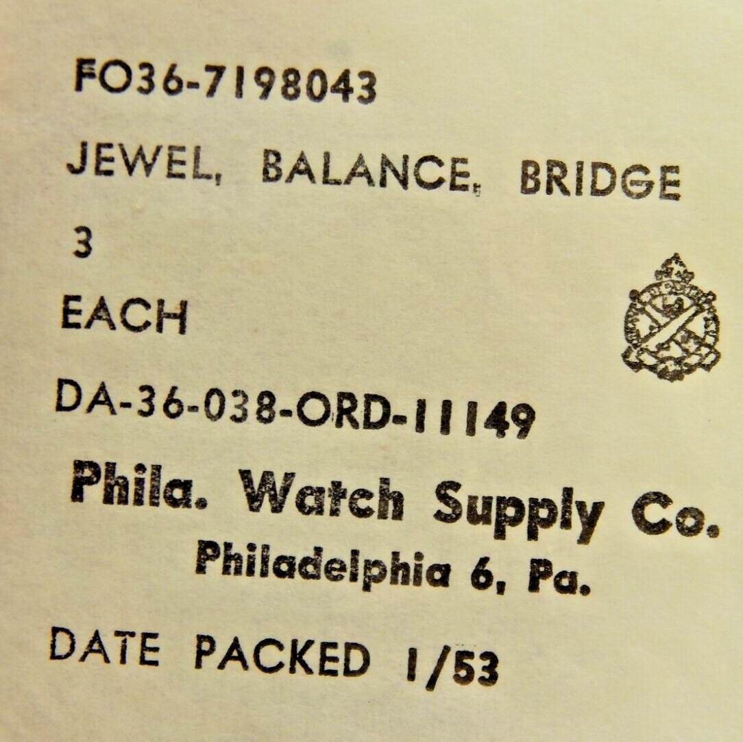 3 pack military Elgin Balance jewels New Old Stock WWII Korean War Era part