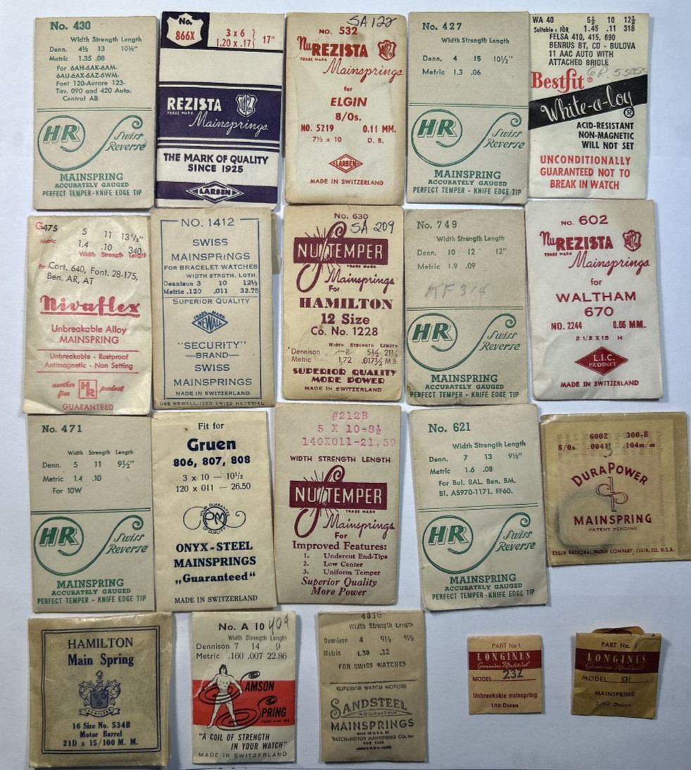 LARGE LOT OF 20 WATCH MAINSPRINGS LOT DD