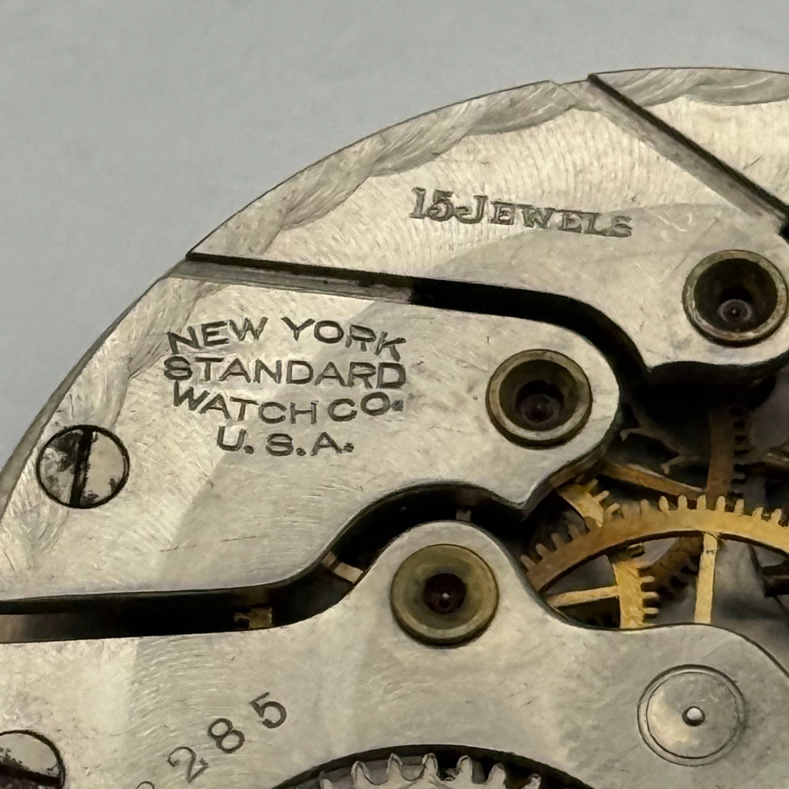 New York Standard Pocket Watch Movement USA Watch Co 15J Sub Seconds Parts 36mm