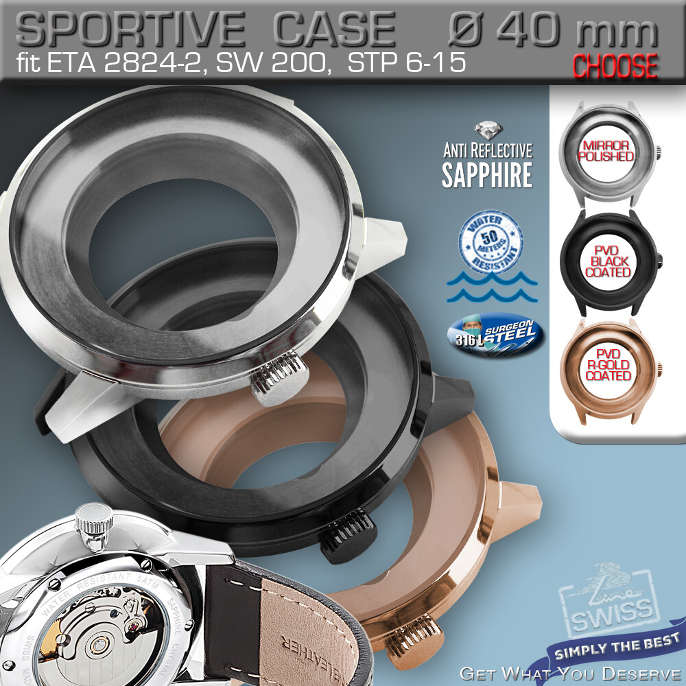WATCH CASE SPORTIVE Ø 40mm, ETA 2824-2, SW 200, SOPROD DIV, STP-1-11 5 ATM