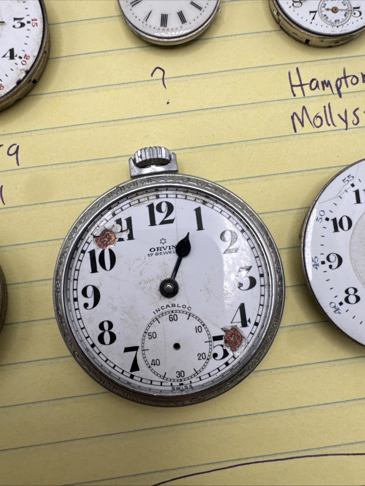 Vintage Pocket Watch Movement Parts lot New Era Benrus Roamer Admiral Van Buren