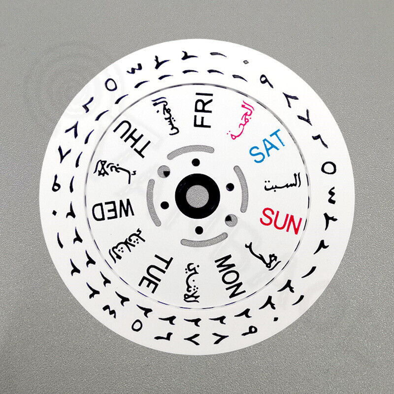 Arabic/English Font White Date Disk Wheel Week Wheel for Movement NH36 3/3.8