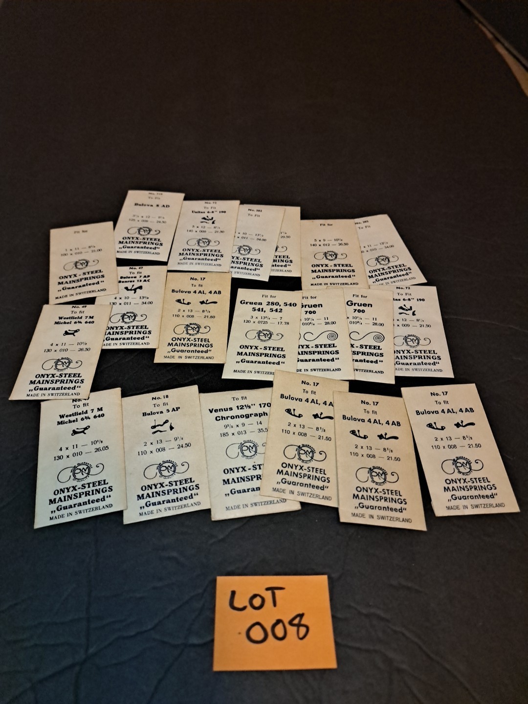 Lot of 20 Onyx-Steel Watch Parts Mainsprings NOS 008