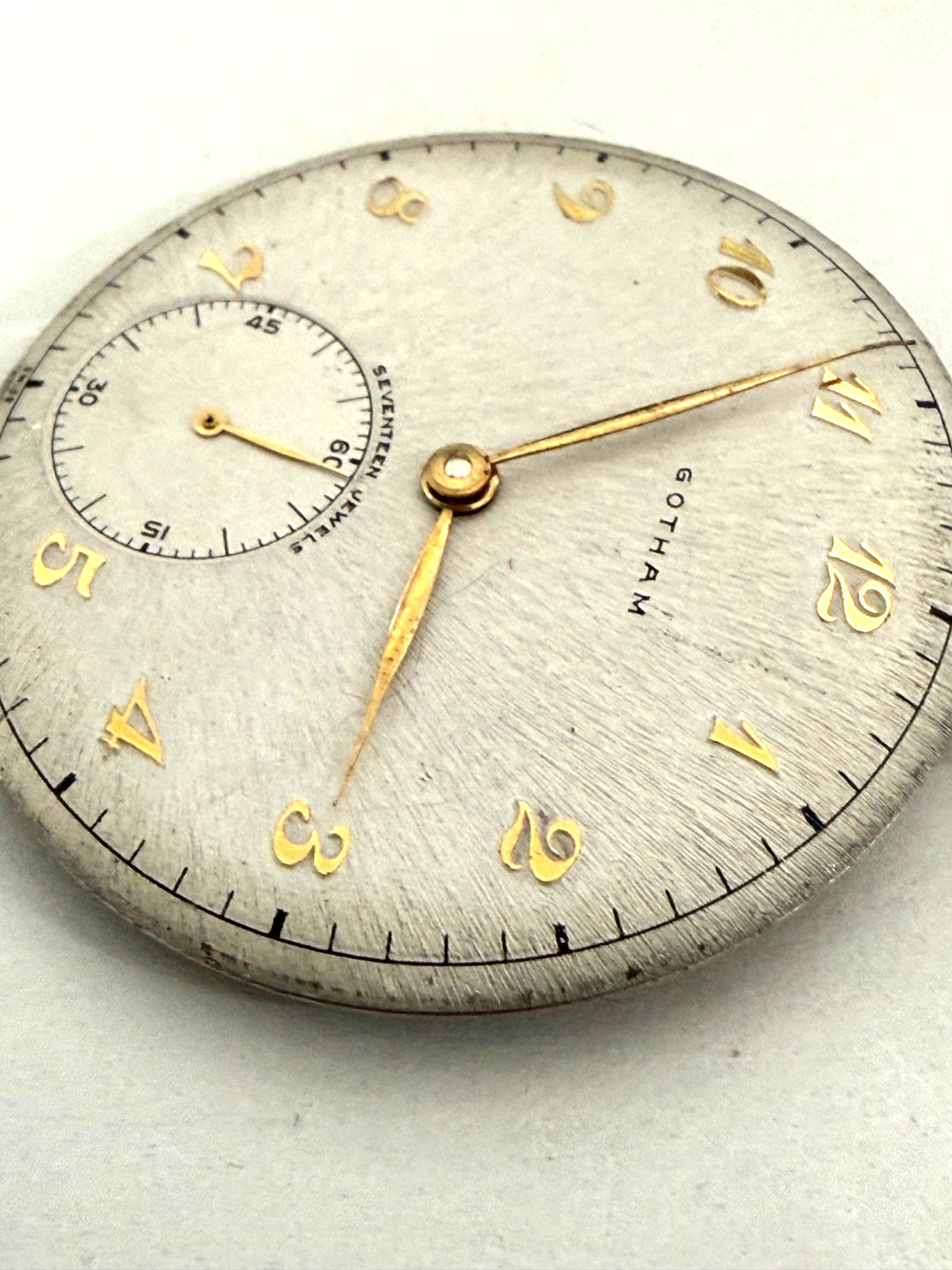 Antique GOTHAM Pocket Watch FACE and MOVEMENT Only Swiss Movement 17 Jewels