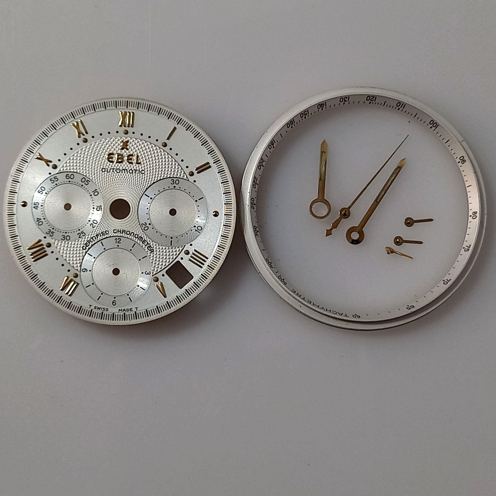 MINT COND DIAL HANDS & TACHYMETRE FOR EBEL LE MODULOR 1911 CHRONOGRAPH CAL 137