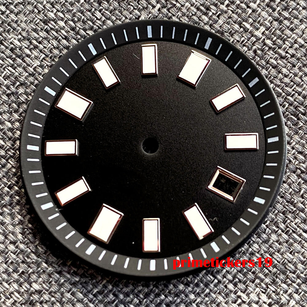 33.4mm Black/Blue/Green Sterile Watch Dial Date Window Fit NH35 NH36 Movement