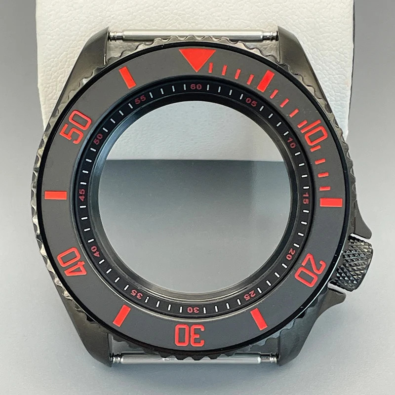 Black SKX007 Case 42mm NH35/36 Flat Sapphire Stainless Steel 22mm