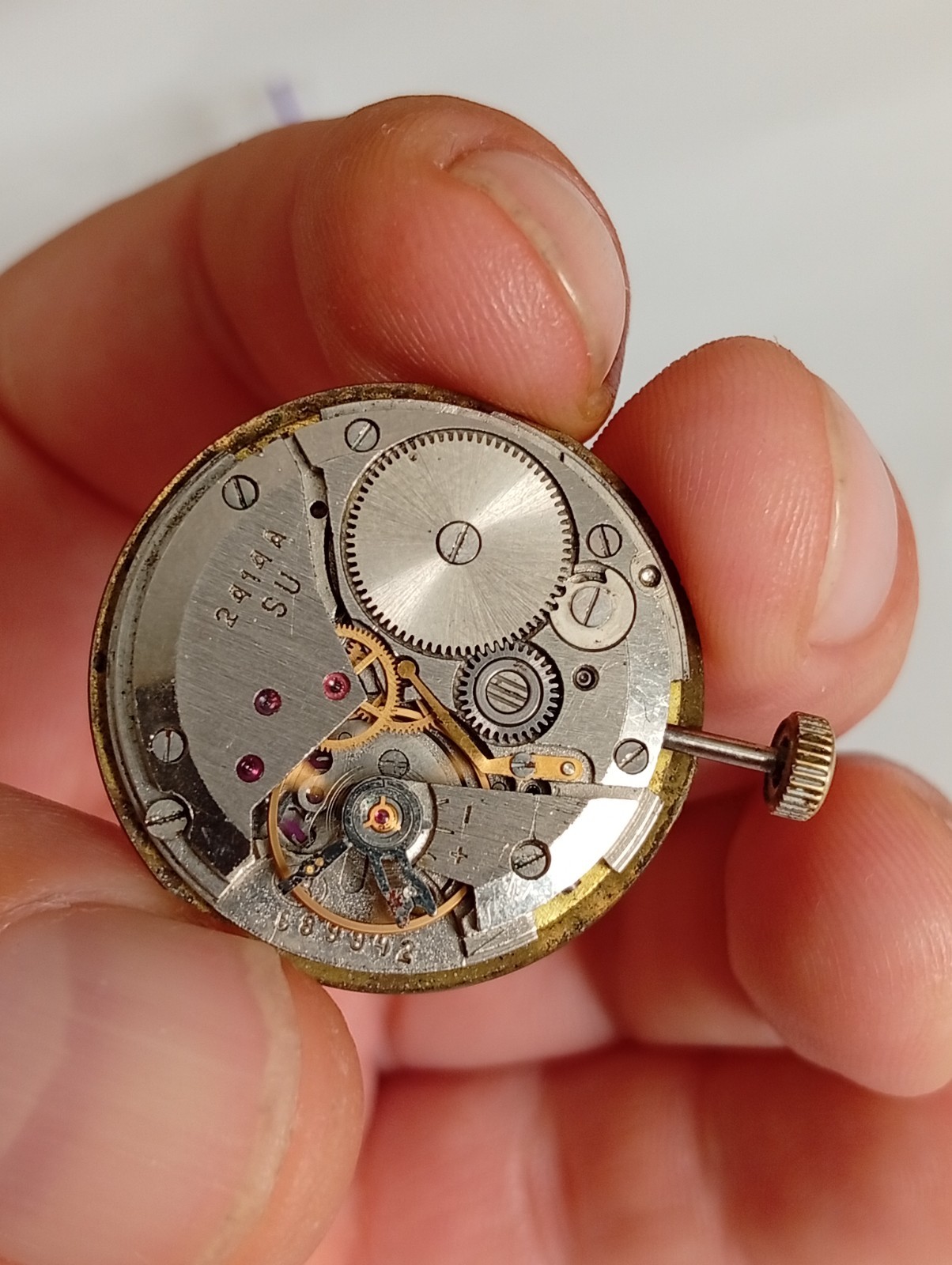 Vintage Soviet Vostok 2414A Watch Movement with Dial & Hands – USSR