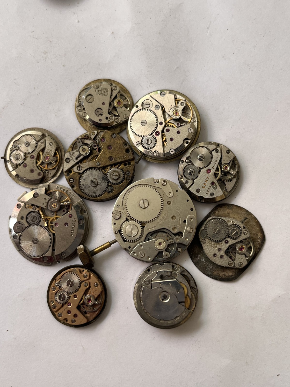56x Swiss Watch Movements Lot AS FHF Ladies Gents Mixed Parts Repair Untested