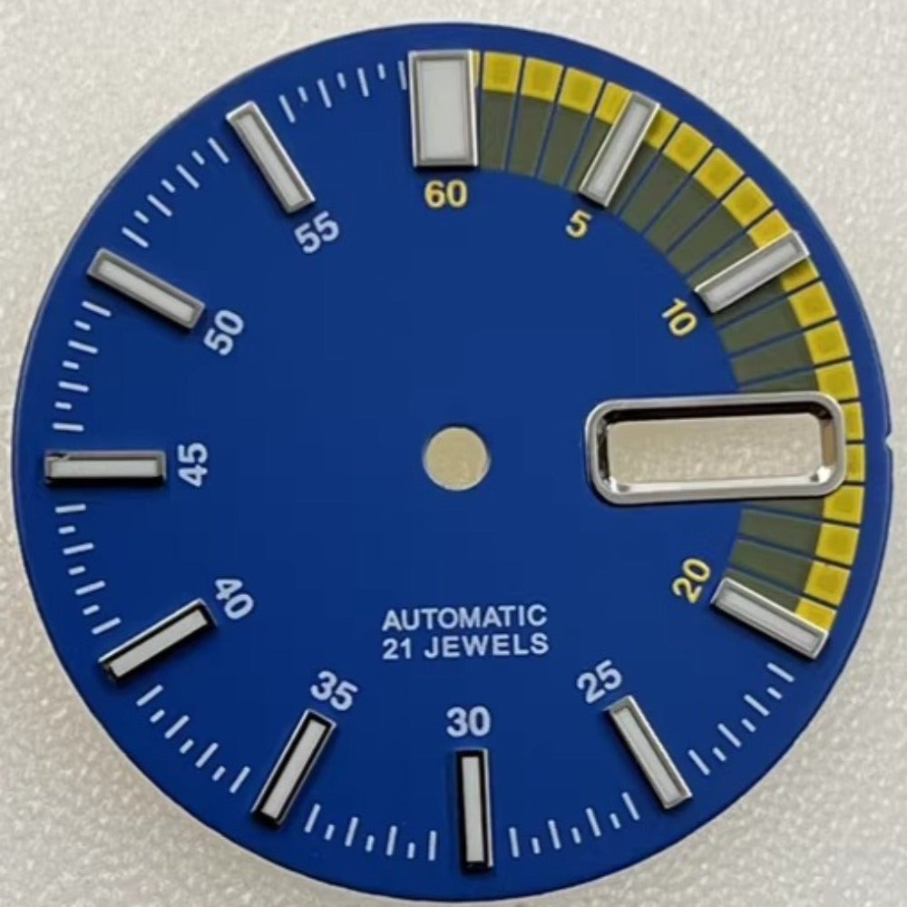 Blue Modified 28.5mm Green Lume No Logo Watch Dial Fit for NH36 Movement