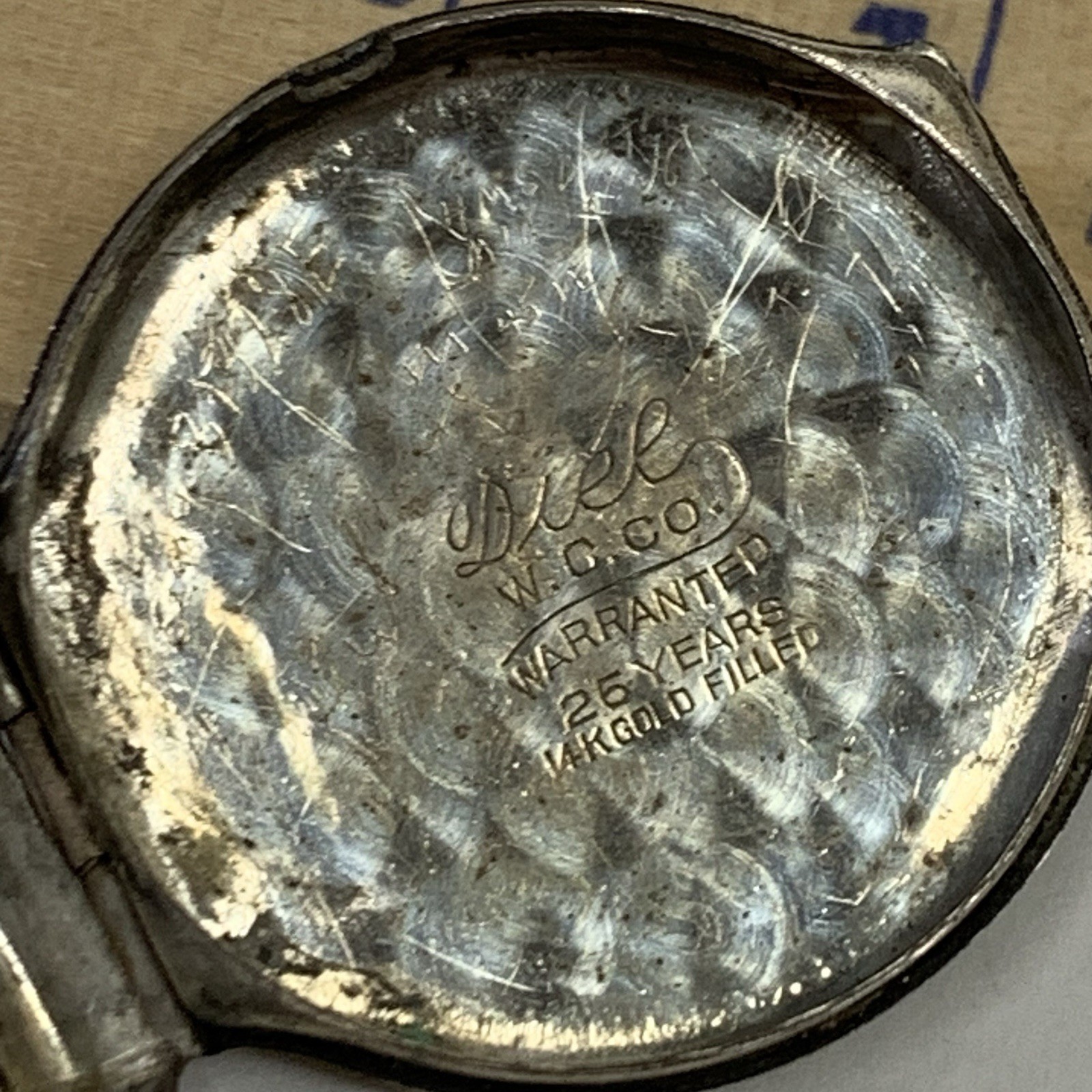 Diel W.C.CO. 14K White Gold Filled Watch Case Art Deco Ornate Engraved 1920’s