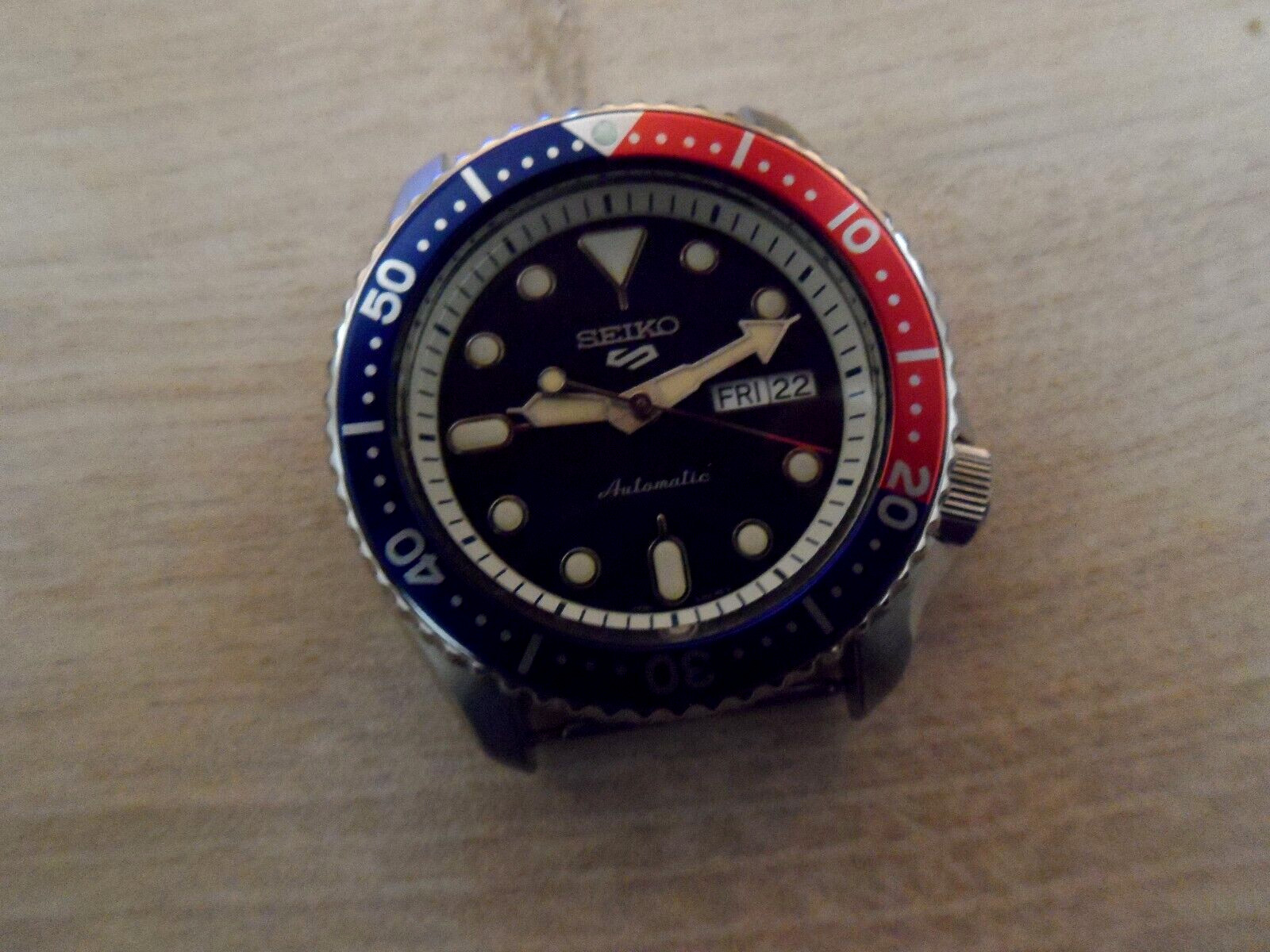 Flat Aluminum Pepsi Bezel Insert for Seiko SKX SRPD Bezel Blue Red+Adhesive Ring