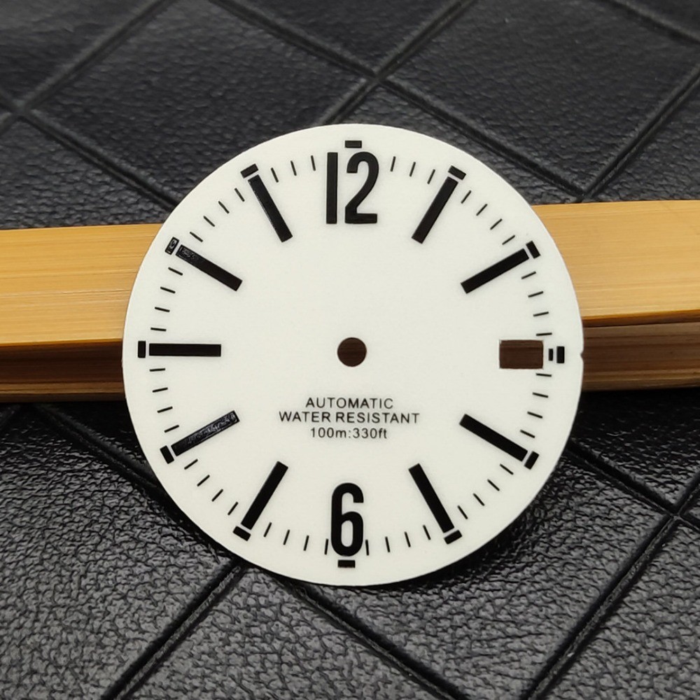 28.5mm White Lume Dial 3H Date Black Markers Fit Auto Movement Mod