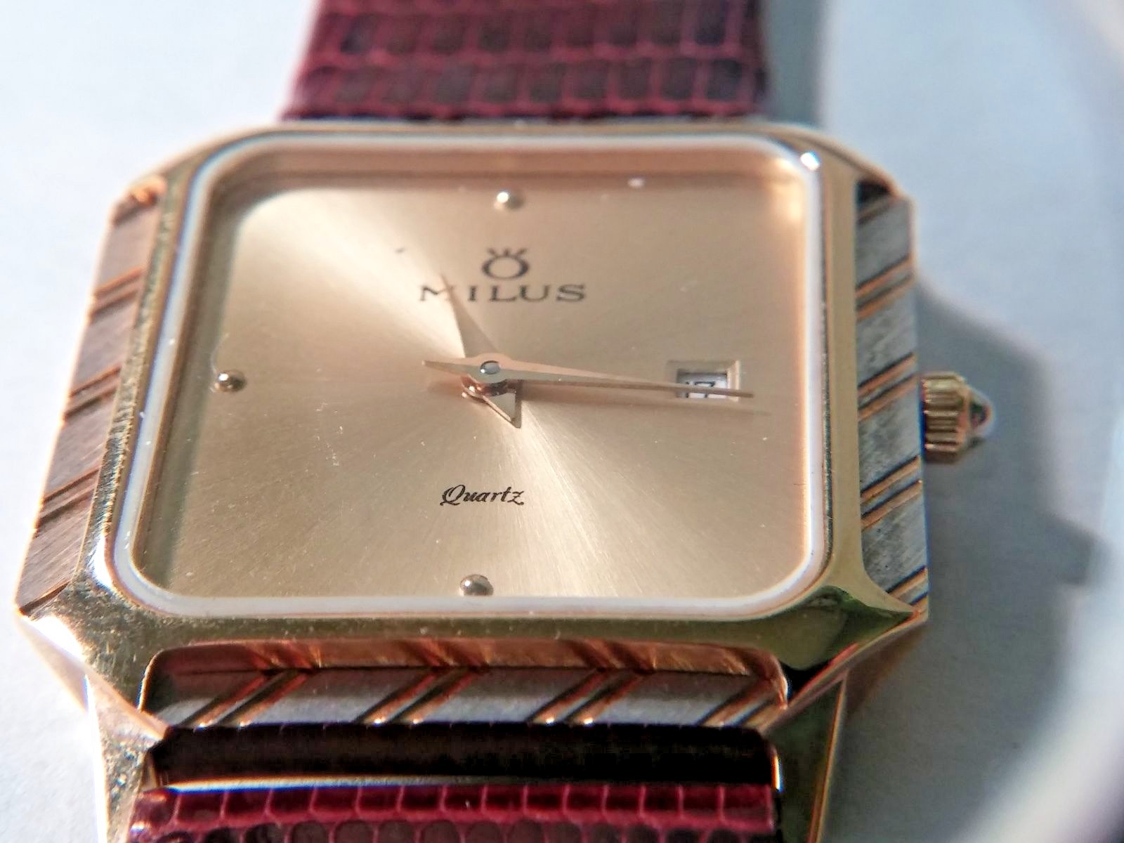 Milus ladys watch 956.112 movement, NEW, yellow, Lizard Band brown