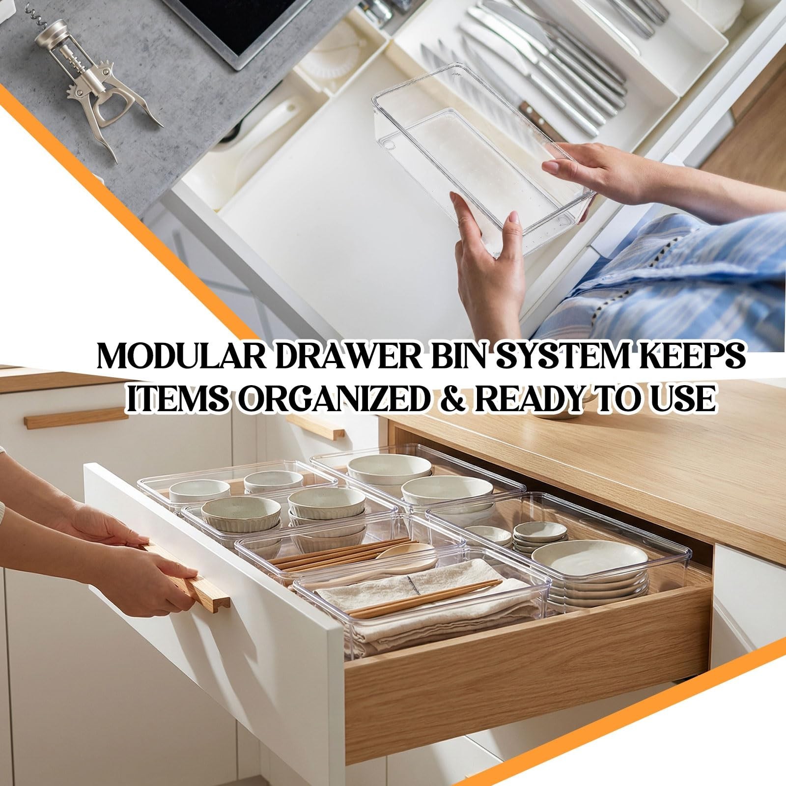 Maitys 12 Pcs Clear Drawer Organizer 9 x 6 x 2 Inches Plastic Rectangle Trays…