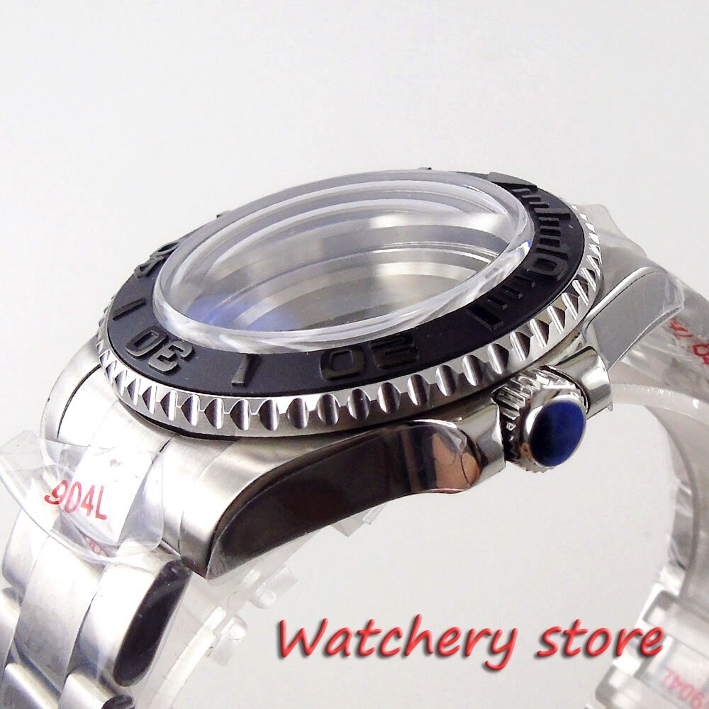 40mm 20ATM 120 Clicks Mens Watch Case Dome Blue AR sapphire crystals Black Bezel