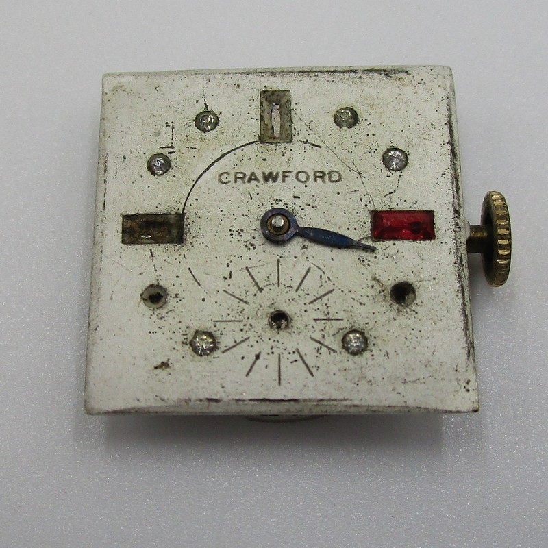 Vintage Crawford 7 Jewel Swiss Watch Movement Manual Wind Mechanical Running