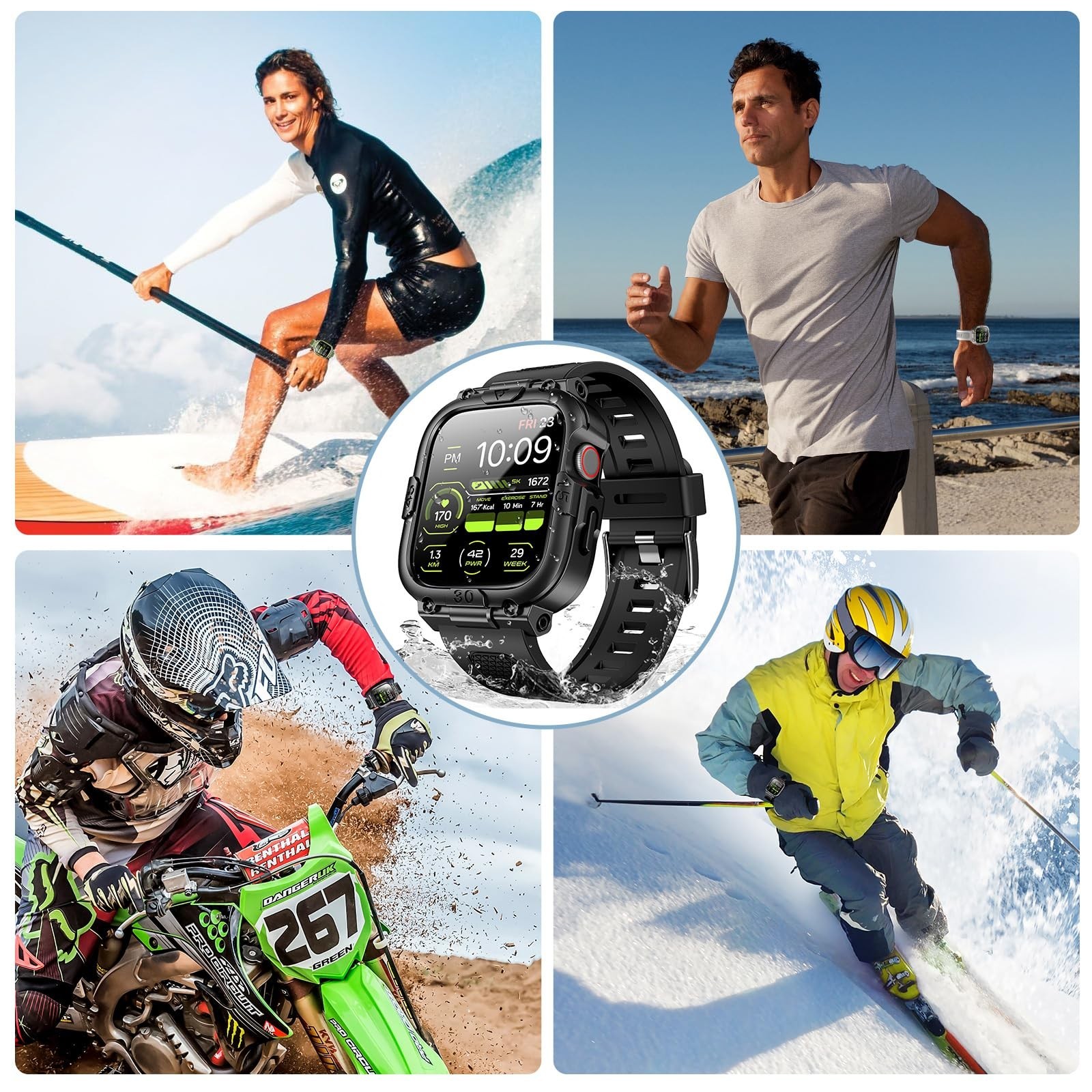 Dsytom Waterproof Case with Band Compatible for Apple Watch Band 45… Fast Ship