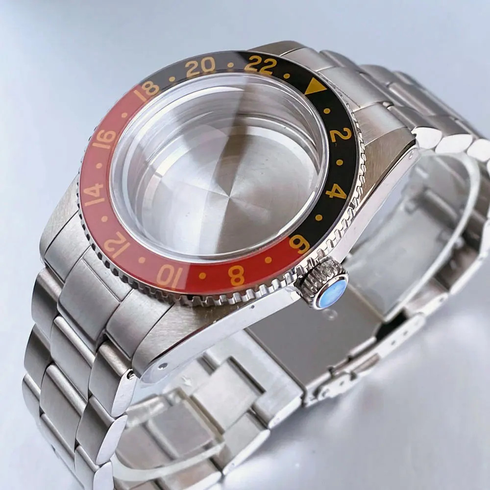 38Mm Stainless Steel Brushed 200M Diver Watch Case Black Dial Fit NH34 NH35 Dome