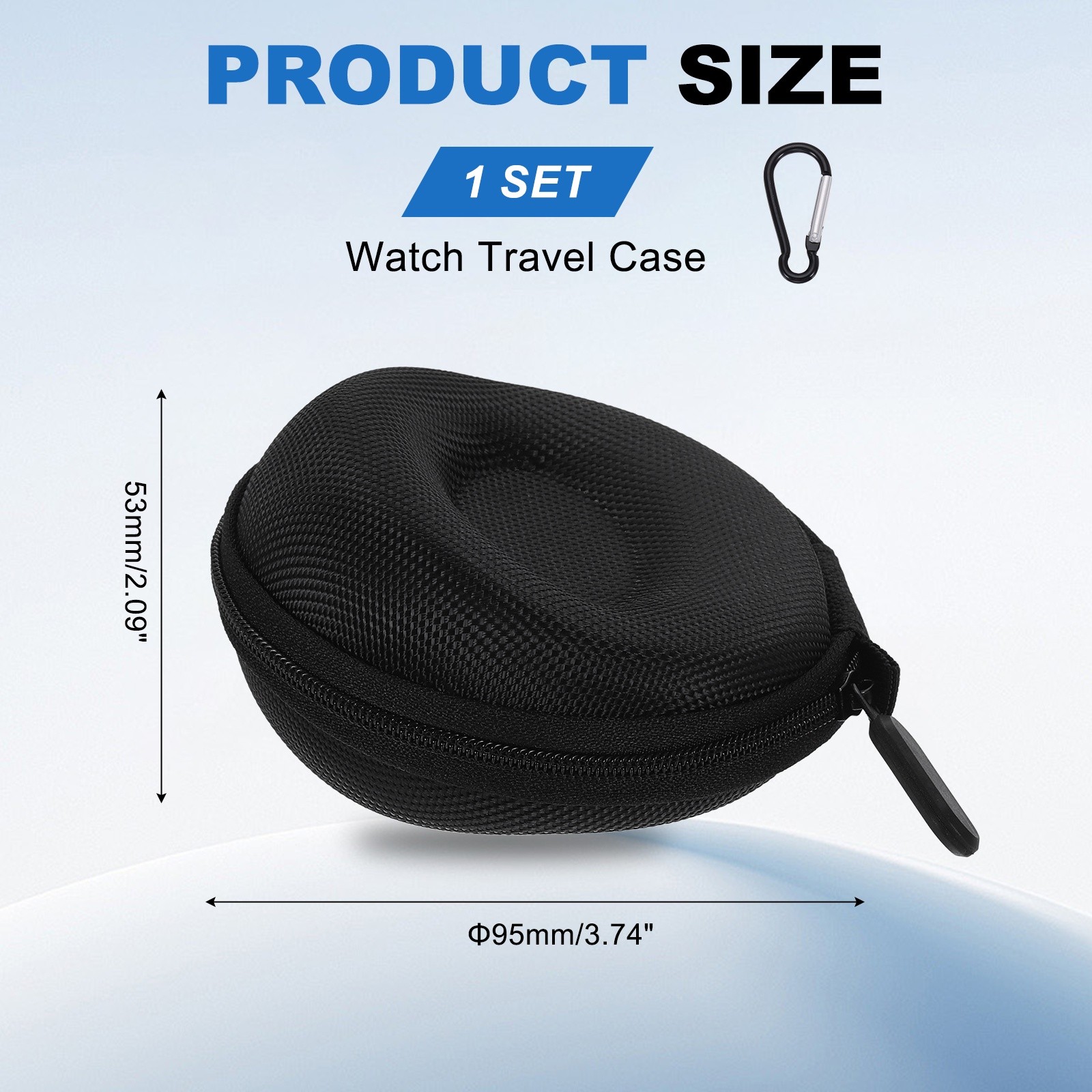 Watch Travel Case 1 Slot Oxford Watch Storage Box Up to 50mm / 2 Inch, Black
