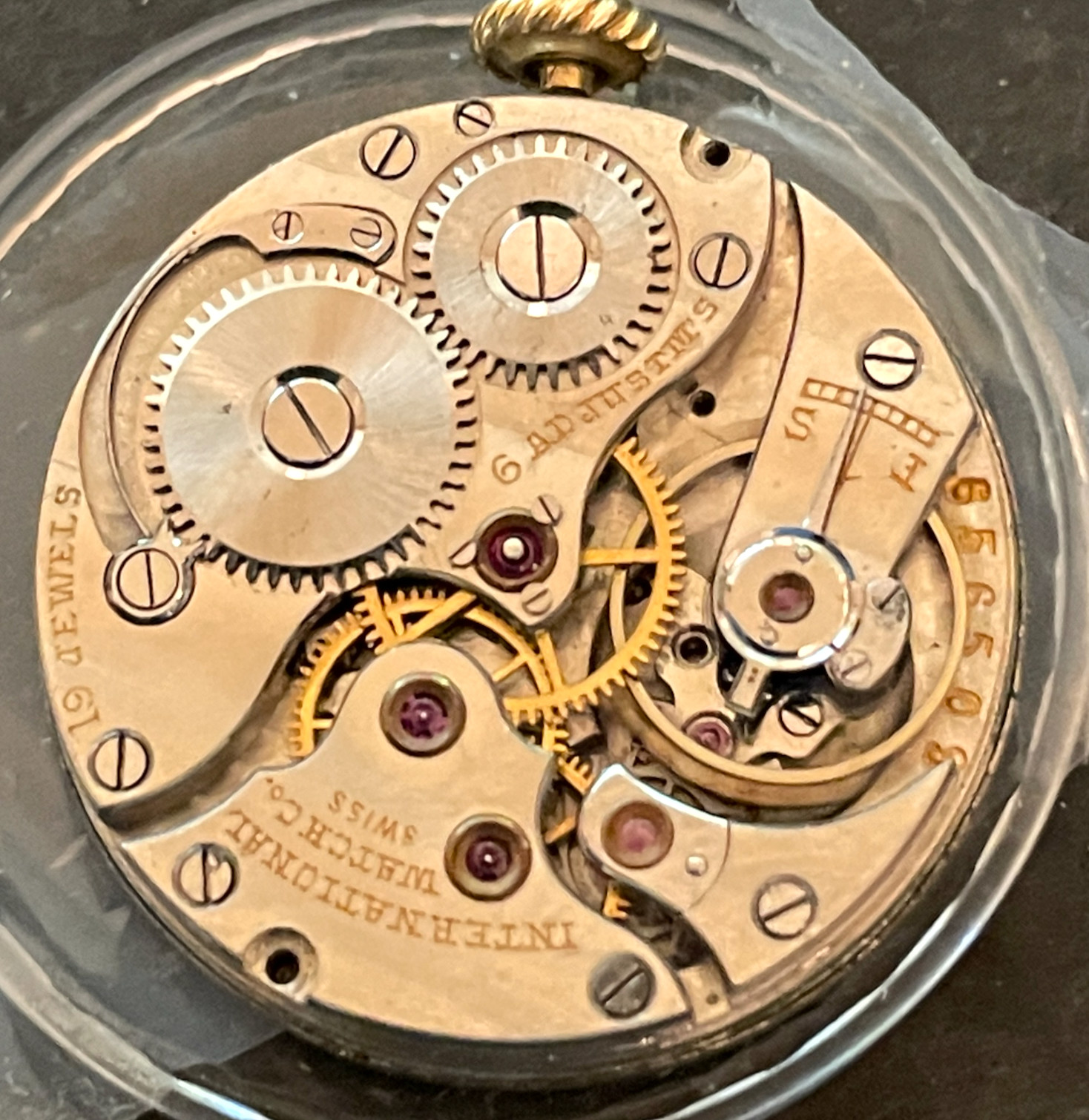 Antique Tiffany & Co. IWC Watch Movement Running Ticks International Co 19j Deco