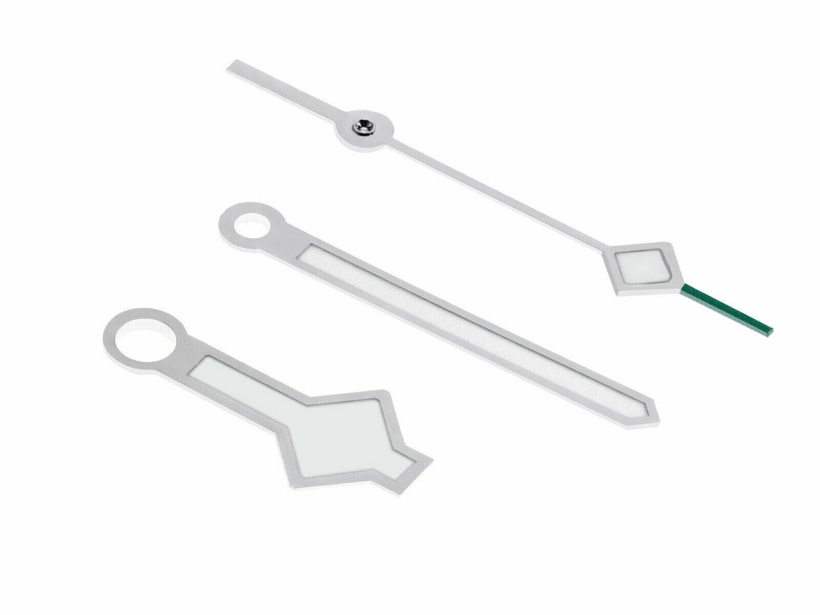 Silver Snowflake Replacement Watch Hands Green Tip For Tudor Black Bay 58