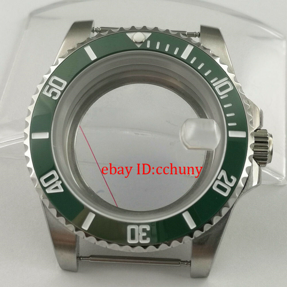 40mm Sapphire glass Watch Case Green Ceramic Bezel Fit NH35 NH36 Movement