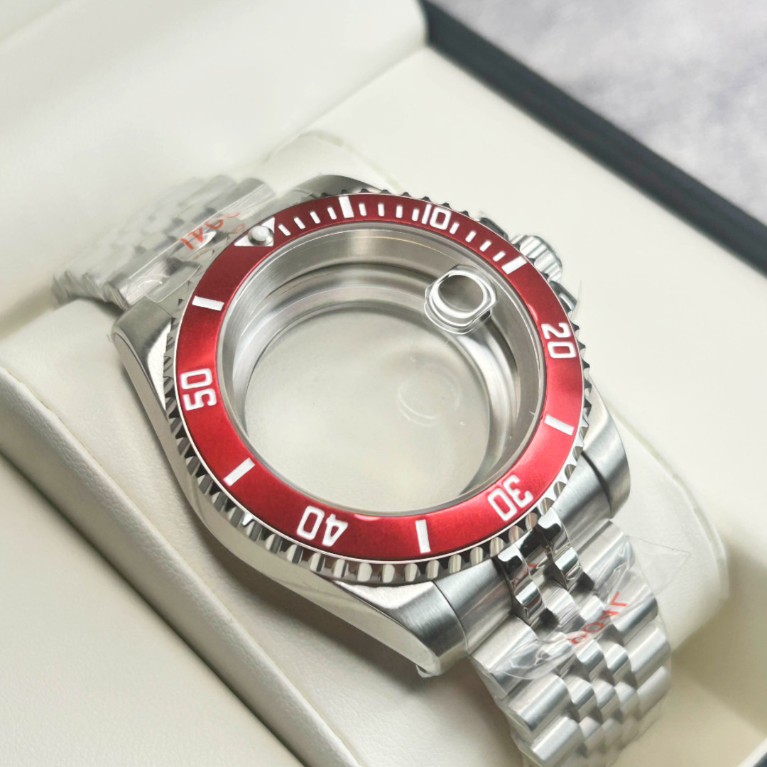 40mm Watch Case Sapphire Glass 20ATM 120 Clicks Red Bezel Fit NH34 NH35 NH36 Mod