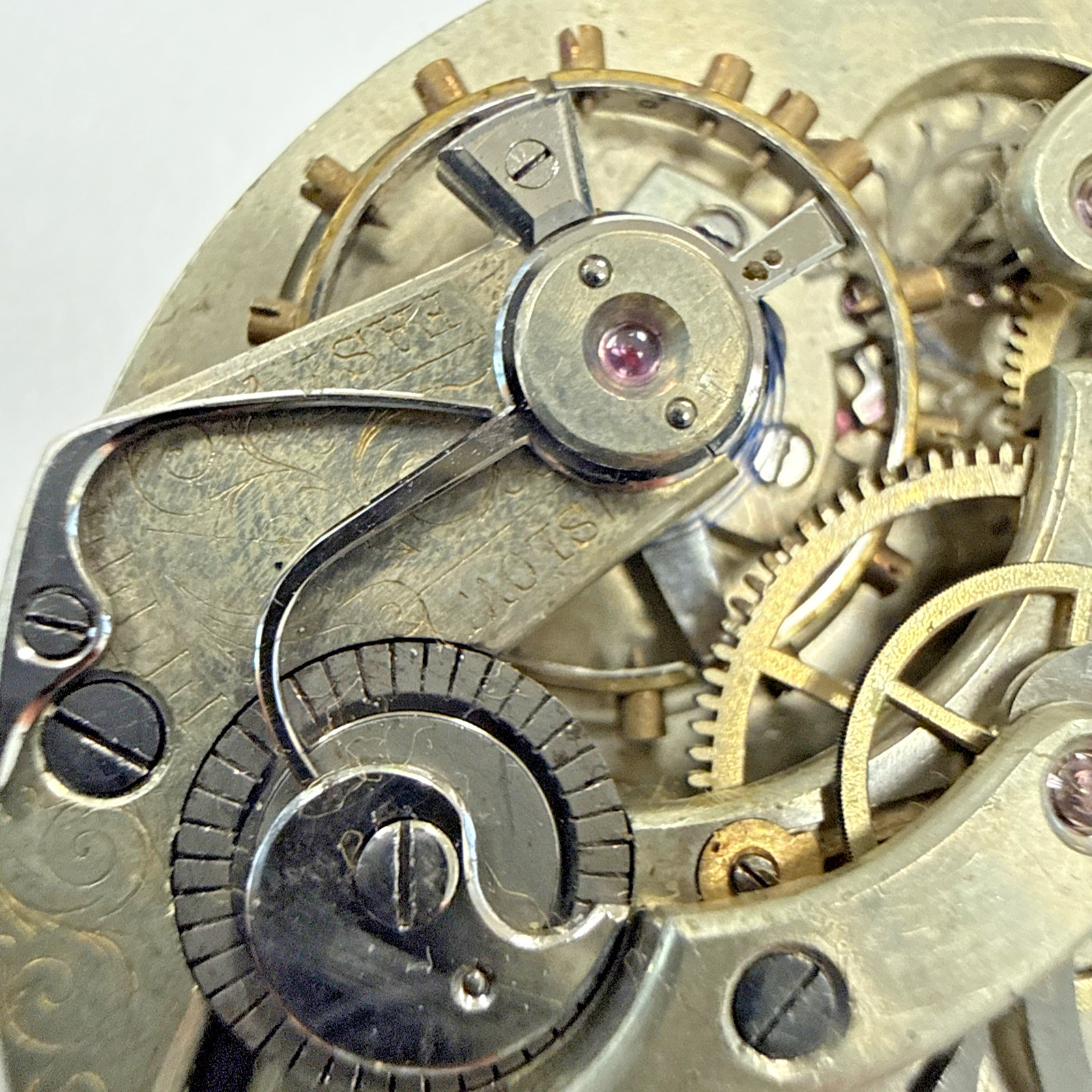 Agassiz Antique 43mm Chronograph Hunter Pocket Watch Movement Swiss Made