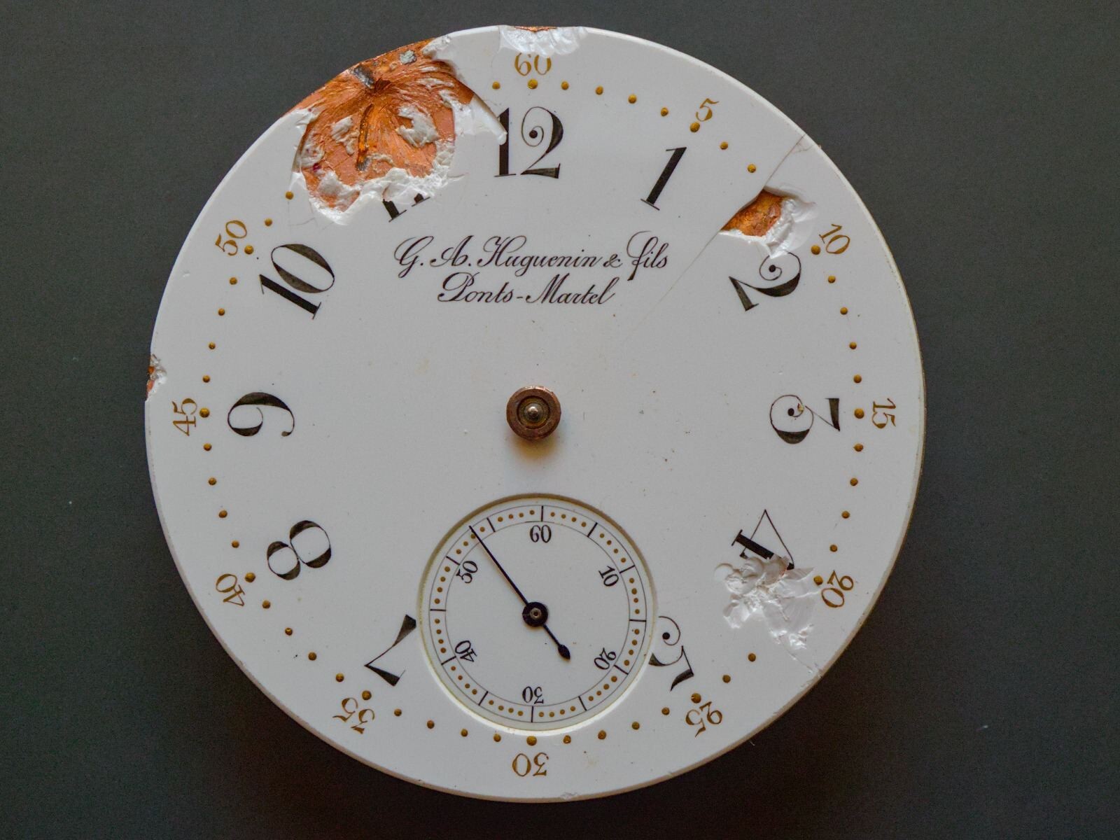 ANTIQUE POCKET WATCH MOVEMENT HELICAL HAIRSPRING G.A.HUGUENIN & FILS
